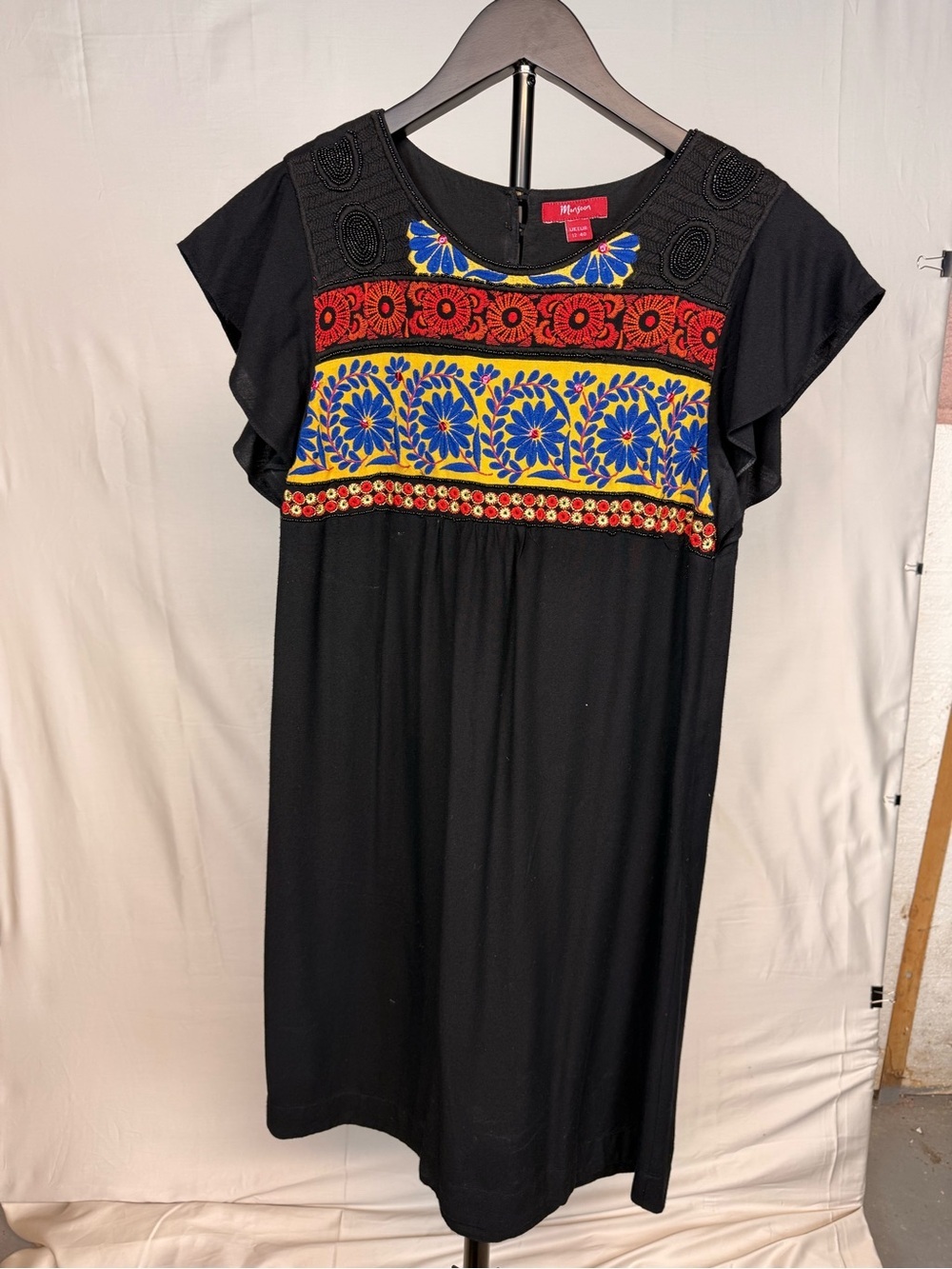 MONSOON BOHO BEADED EMBROIDERED VISCOSE DRESS FULLY LINED SIZE 8